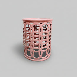 Soft Pink Interlocking Circle Metal Round Side Table