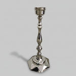 Polished Chrome Columnist Baluster Single Silver Taper Candlestick