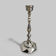 Polished Chrome Columnist Baluster Single Silver Taper Candlestick