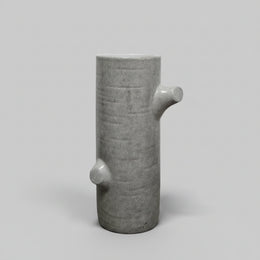 Tree Trunk Inspired Grey Crackle Glaze Ceramic Cylindrical Vase Medium