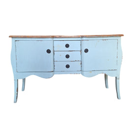 Charming Vintage-Style Sideboard with Distressed Mint Finish