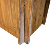 Rustic Natural Wood Box Side Table with Carved Cutout Top