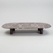 ROSSO LEVANTO Luxury Dark Reddish Brown Marble Oval Coffee Table