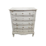 Vintage French Provincial Distressed White 5-Drawer Chest