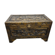 Stately Chinese Hand Carved Camphor Wood Storage Trunk