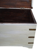 Charming Whitewash Accent Chest with Metal Detail