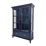 Heritage Style Dark Espresso Glaze Wooden Glass Display Cabinet