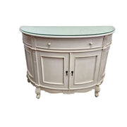 Stately Provincial Cream Carved Vanity Cabinet with Detachable Tri-Fold Mirror