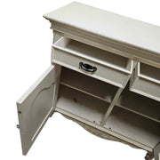 Provincial Two-Door Scalloped Buffet Cabinet in Distressed Cream