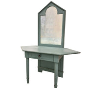Upcycled Sage Green Wooden Dressing Table with Mirror