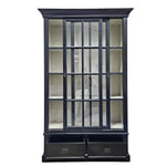 Ethan Allen Midnight Black Glass-Front Library Cabinet