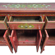 Hand-Painted Terracotta Floral Sideboard