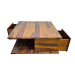 Handcrafted Sheesham Wood Coffee Table with Storage