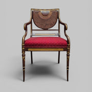 Kalamkaar Adam-Style Hand-Painted Crimson Accent Armchair