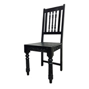 Stately Indian Style Carved Black Wood Dining Chair