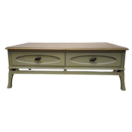 Two-Tone Farmhouse Coffee Table with Storage Drawers