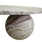 Sculptural Postmodern Round Marble Coffee Table With Spherical Feet