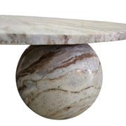 Sculptural Postmodern Round Marble Coffee Table With Spherical Feet