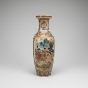 Vintage Asian-Inspired Ceramic Floor Vase with Geisha Motif