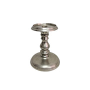 Turned Pewter Style Silver Metal Petite Candlestick
