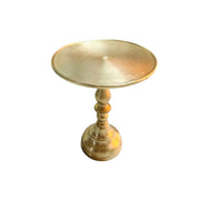 Crate & Barrel Retro Style Brass Finish Round Pedestal Accent Side Table