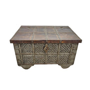 Antique Rajasthani Carved Wood Indian Dowry Chest