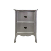 Glamorous Silver Leaf French Provincial Bedside Table