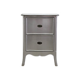 Glamorous Silver Leaf French Provincial Bedside Table