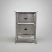 Glamorous Silver Leaf French Provincial Bedside Table