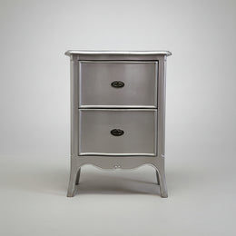 Glamorous Silver Leaf French Provincial Bedside Table