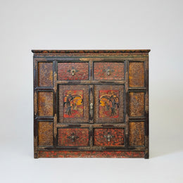 Antique Hand-Carved Oriental Cabinet with Phoenix Detailing