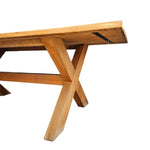 Solid Timber Farmhouse Style X-Leg Rectangular Dining Table