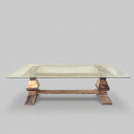 Sculptural Glass and Metallic Chrome Base Rectangular Dining Table