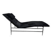CB2 Mid-Century Onyx Cowhide Chaise Lounge