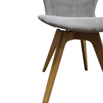 Bo Concept Mid-Century Style Grey Fabric Dining Chair with Wooden Base