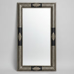 Moroccan Artisan Handcrafted Embossed Metal and Wood Wall Mirror
