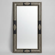 Moroccan Artisan Handcrafted Embossed Metal and Wood Wall Mirror