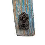 Artisan Carved Bohemian Nightstand in Distressed Blue & Gold