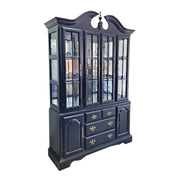 Vintage Style Classic Black Wooden Display Cabinet and Hutch