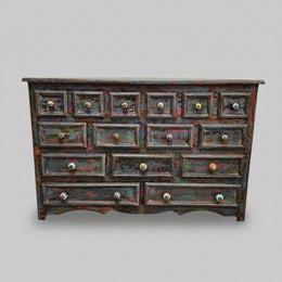 Artisanal Multi Drawer Upcycled Wooden Apothecary Chest