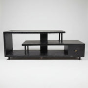 Industrial Style Matte Black Multi-Tiered Wooden TV Console