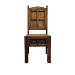 Medieval Style Teakwood Dining Table and Six Panel Back Chairs Set