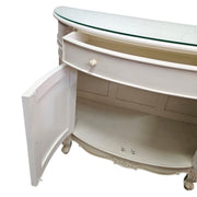 Stately Provincial Cream Carved Vanity Cabinet with Detachable Tri-Fold Mirror