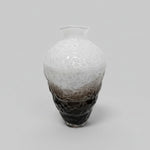 Frosted Alabaster White and Smoked Brown Textured Glass Urn Vase