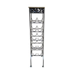 Wrought Iron Freestanding Wine Rack Tower with Wooden Top