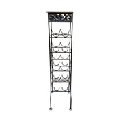 Wrought Iron Freestanding Wine Rack Tower with Wooden Top