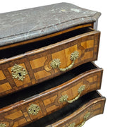 French-Style Inlaid Walnut Commode with Marble Top