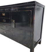 Vintage-Inspired Black Lacquer Sideboard with Brass Accents