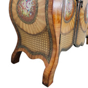 Ornate Italian Style Hand Painted Floral Inlay Wooden Sideboard Credenza