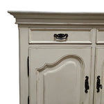 Provincial Two-Door Scalloped Buffet Cabinet in Distressed Cream